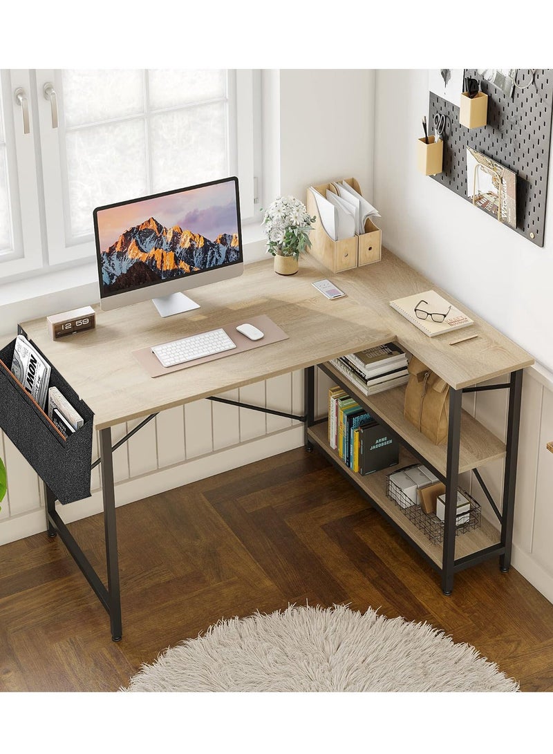 ZUIHAO L Shaped Computer Desk, L-Shaped Corner Desk with Reversible Storage Shelves for Home Office Workstation, Modern Simple Style Writing Desk Table with Storage Bag - Image 4